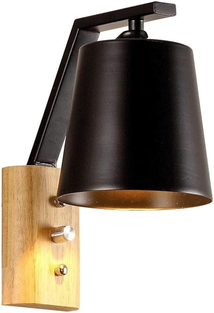 Wall Lights Sconces ﻿ Solar Lantern Outdoor Lights,Wall Light Modern Wooden Wrought Iron LED Wall Lamps Minimaslist Bedroom Bedside Reading Lamp Lighting Fixtures Wall Sconce for Living Room Study Por