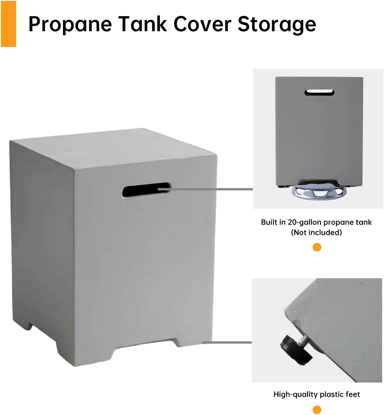 HOMPUS Outdoor Fountain Propane Fire Pit 50,000 BTU 29.3-inch Round Concrete Gas Fire Table Smokeless Firepit with Tank Cover,Wind Gurad,Glass Stone and Rain Cover for Garden,Deck,Backyard