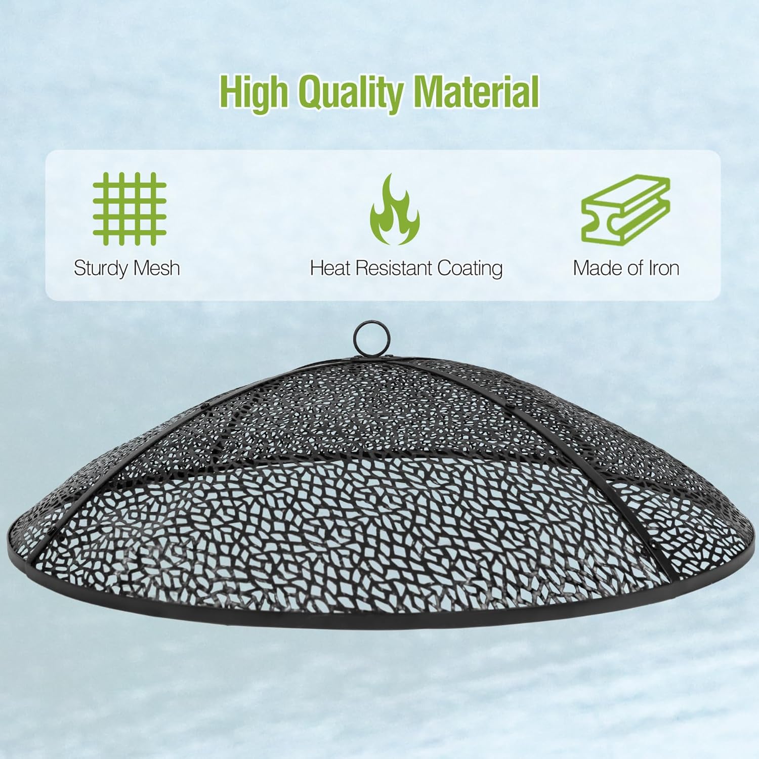 REDCAMP 36Inch Fire Pit Spark Screen, Collapsible Fire Pit Screen Round with Handle, Heavy Duty Iron Fire Pit Cover Mesh Round Replacement Firepit Screens Easy Opening for Outdoor Patio Backyard