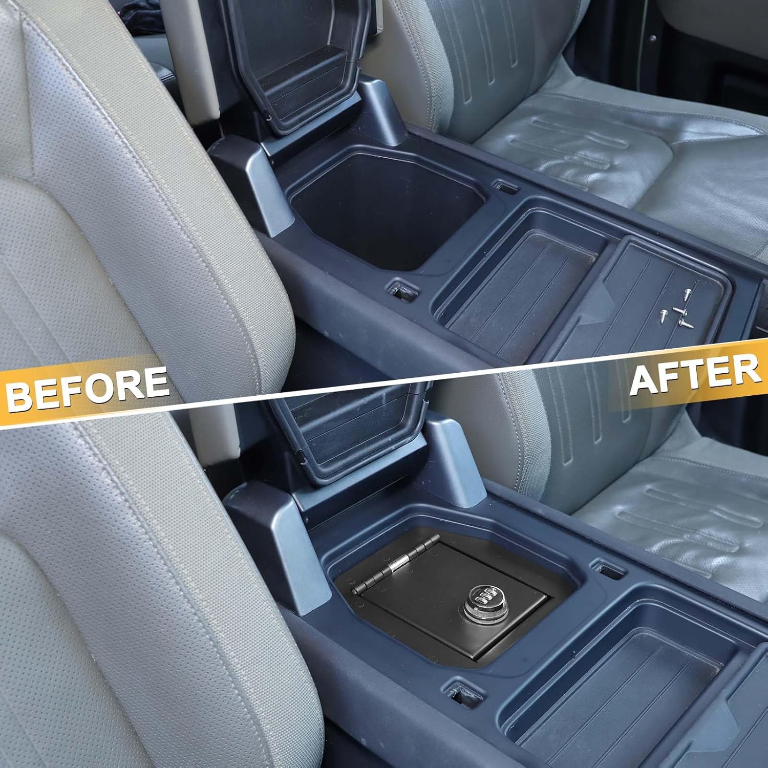 Center Console Safe Lockbox Compatible with 2020-2024 L@nd Rover Defender 90/110/130, 3-Digit Combo Lock Console Gun Vault Safe Storage Box Accessories