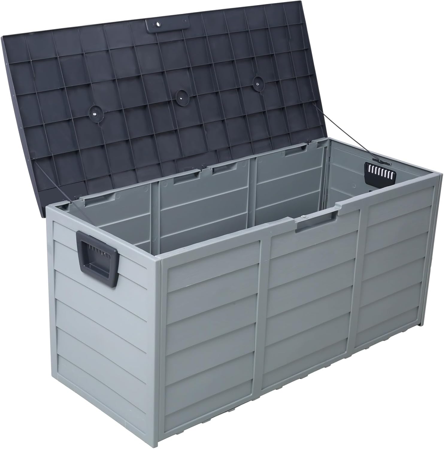 Donext Deck Box with Wheels 44 Inch, 250LB Capacity Outdoor Storage Chest for Patio Garden Tools, Water-Resistant Storage Bench(Gray)