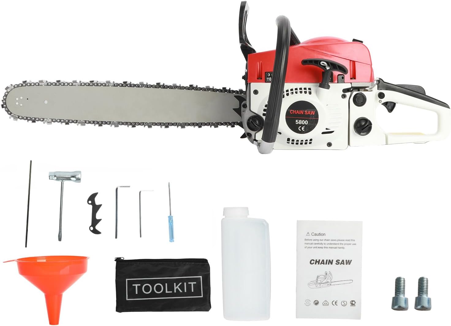 58CC Gas Chainsaw, 20 Inch Chainsaw Gas Powered Chainsaw Handheld Cordless Petrol Gas Chain Saw for Trees Gas Powered Farm, Gardens, Orchards, Tree Stump Trimming (20 Inch)