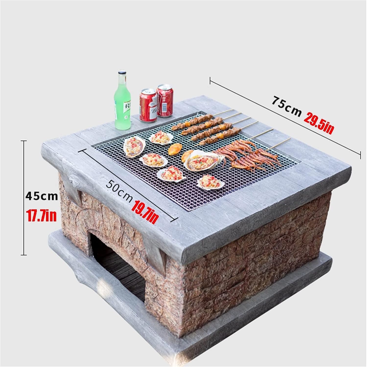 Outdoor Fire Pit Outdoor Wood Fire Pit BBQ Grill Table, Backyard Patio Garden Party Barbecue Fireplace, Magnesia Material, Anti-Freezing and Heat-Resistant