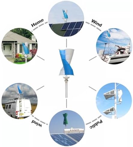 3KW Vertical Axis Wind Turbine Generator Kit - 12V/24V/48V/96V/120V Free Energy System with Intelligent Controller & 2x100W Solar Panels for Home Use - Maglev Technology