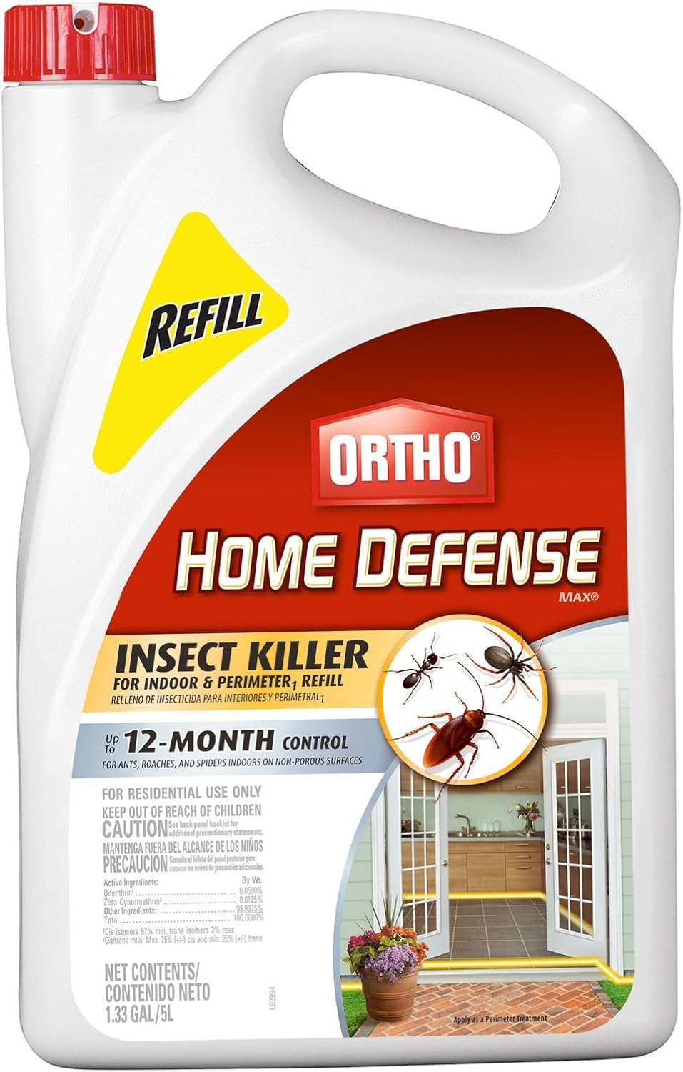 Ortho Home Defense Max Insect Killer Spray for Indoor & Home Perimeter Refill (Case of 4), 1.33 Gallon