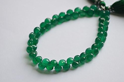 13 inch natural beads strand of 6-7mm faceted onion green onyx gemstone beads for DIY jewelry - necklace, bracelet, earring, ring.