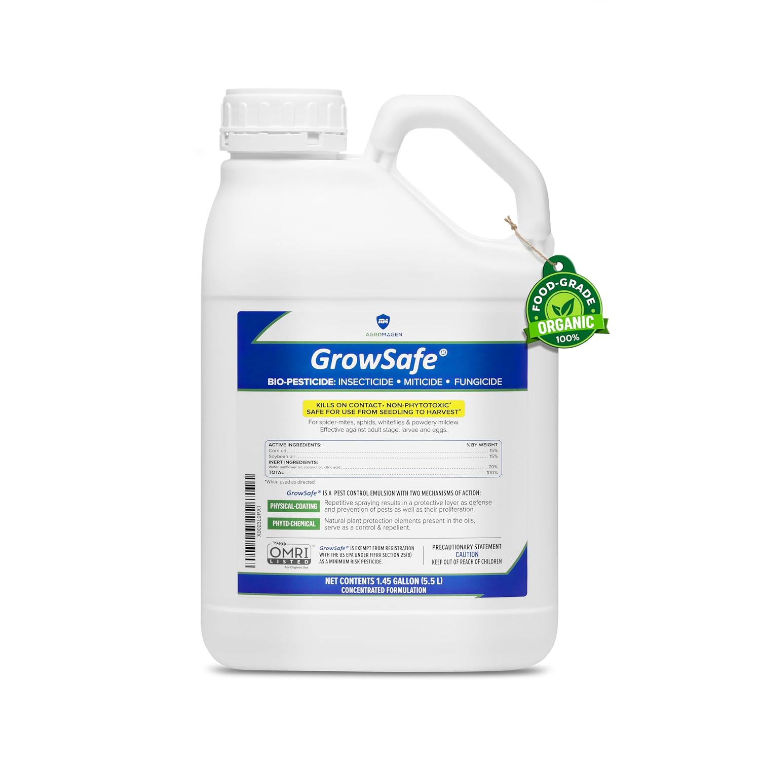 GrowSafe Bio-Pesticide, Organic and Natural Miticide, Fungicide and Insecticide (1.45 Gal)