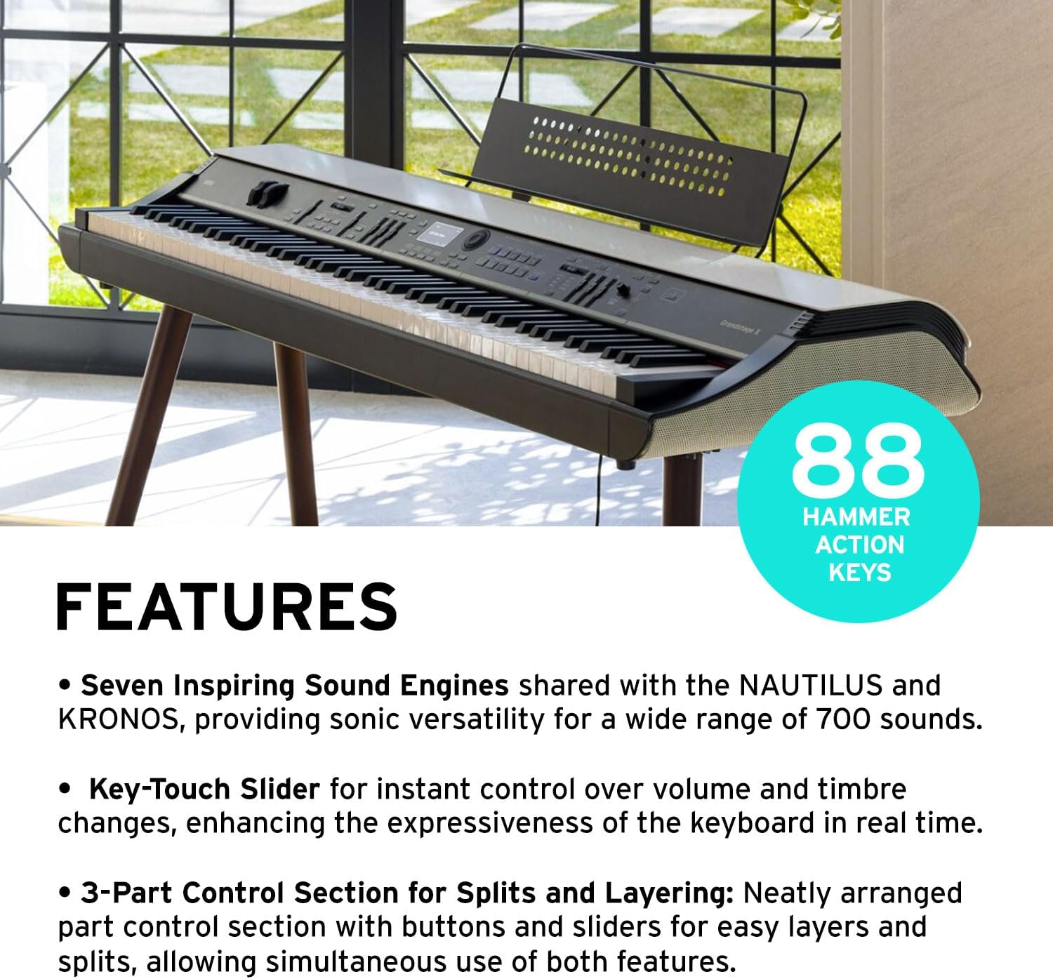 Korg Grandstage X 88-key Digital Piano with Real Weighted Hammer Action