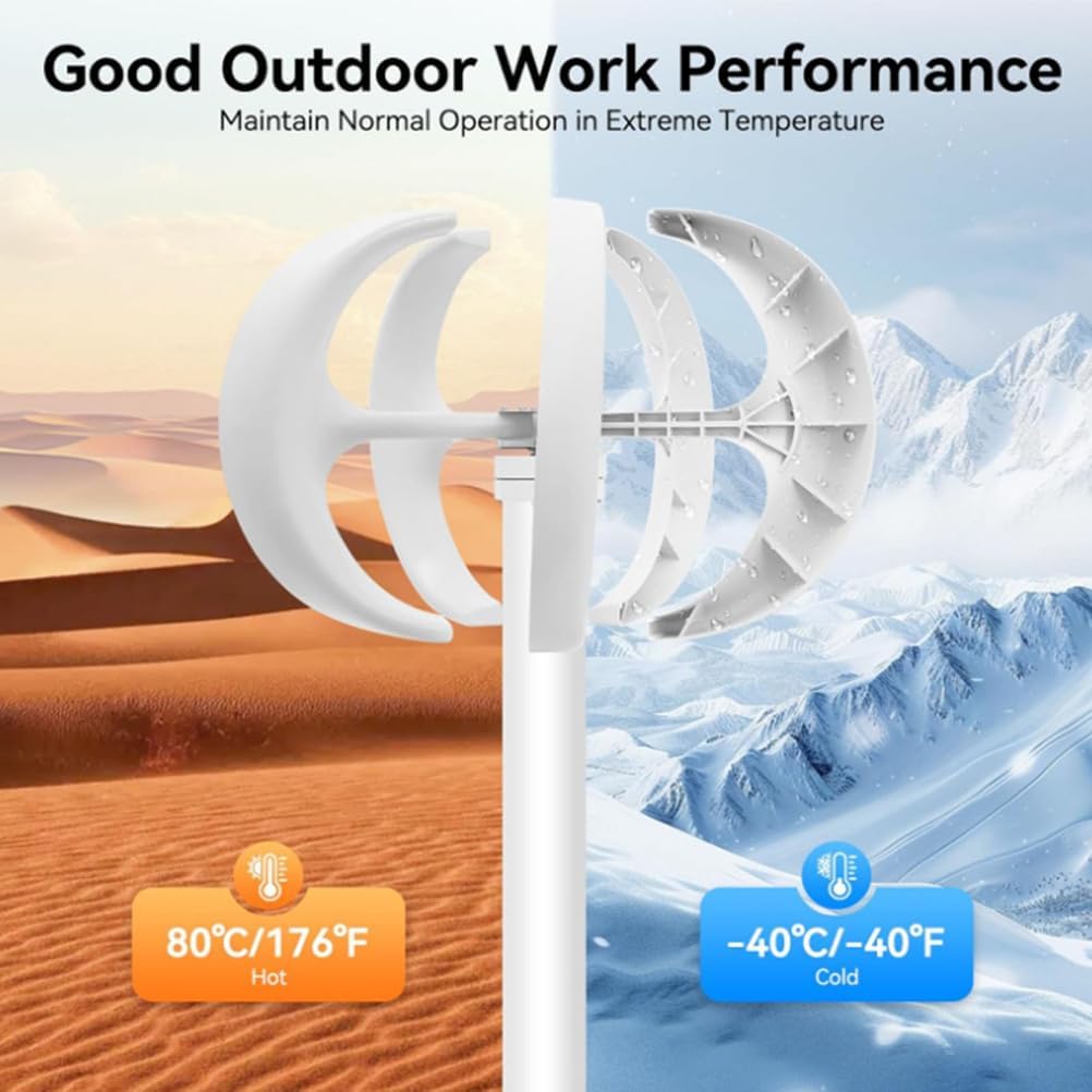 5 Blades 12V 24V 48V 220V Vertical Axis Generators 5000W Permanent Magnet Levitation Wind Power Turbine Generator with Controller for Terrace, RV, IP67 Waterproof,220V