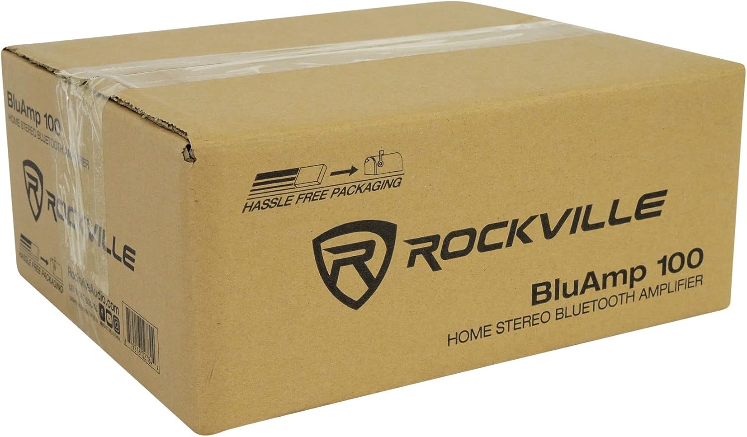Rockville BLUAMP 100 60W x 2 RMS Home Stereo Bluetooth Amplifier, 4-8 Ohm, USB/SD/FM, Karaoke Mic Inputs, Remote Included, Perfect for Home Theater and Parties