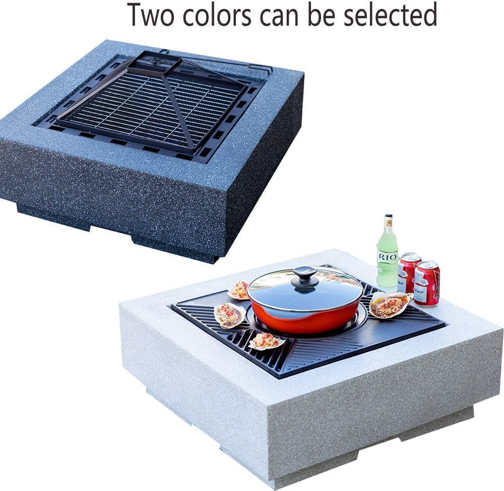 Fire Pits Bowls,for Garden BBQ Large Wood Burning with Grill and Lidtable Stone Table Cast Iron Outdoor Firepit for Log Burning 3 in 1