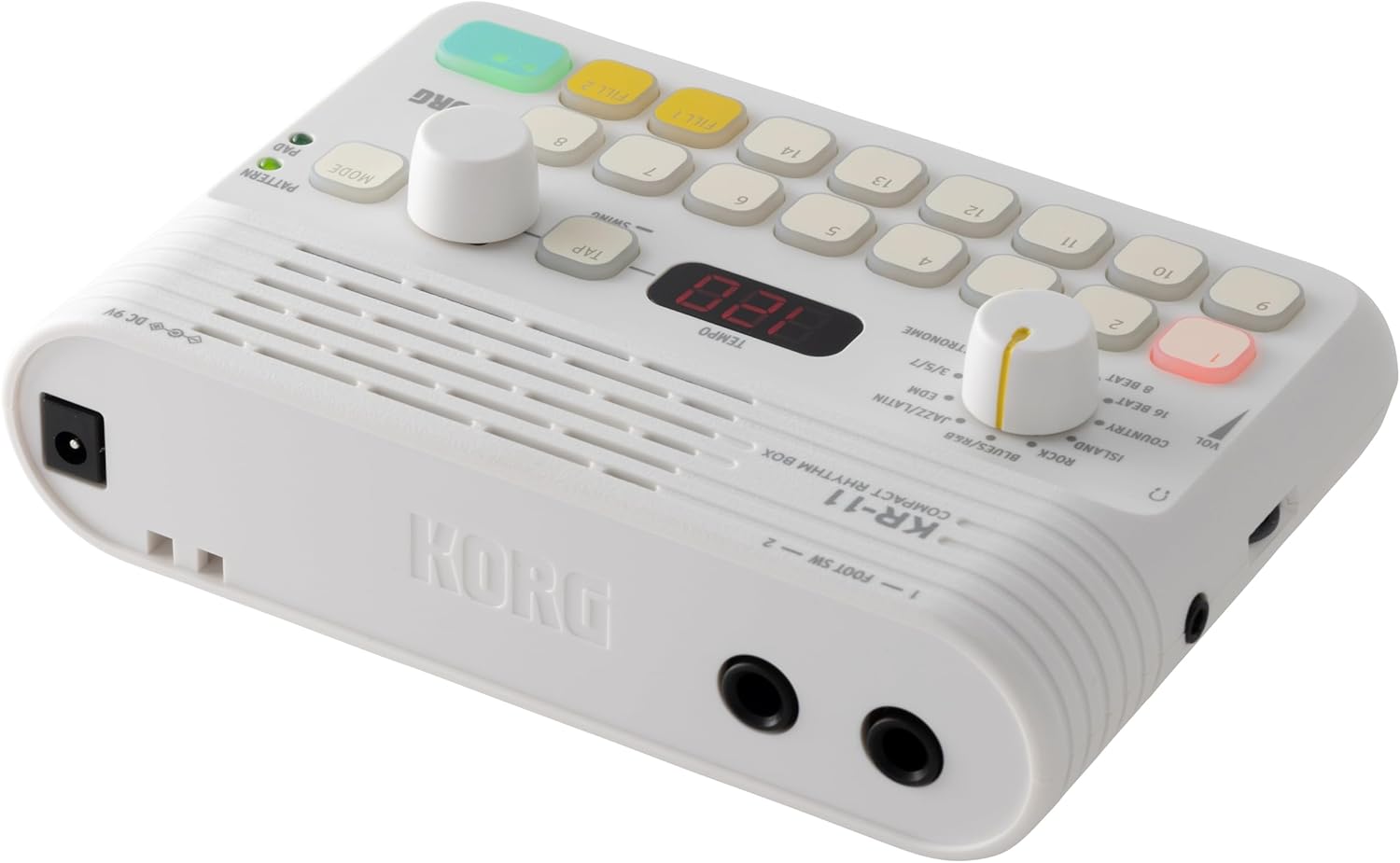 Korg KR11 Portable Rhythm Box w/ 16 velocity-sensitive Pads, and built-in Speaker