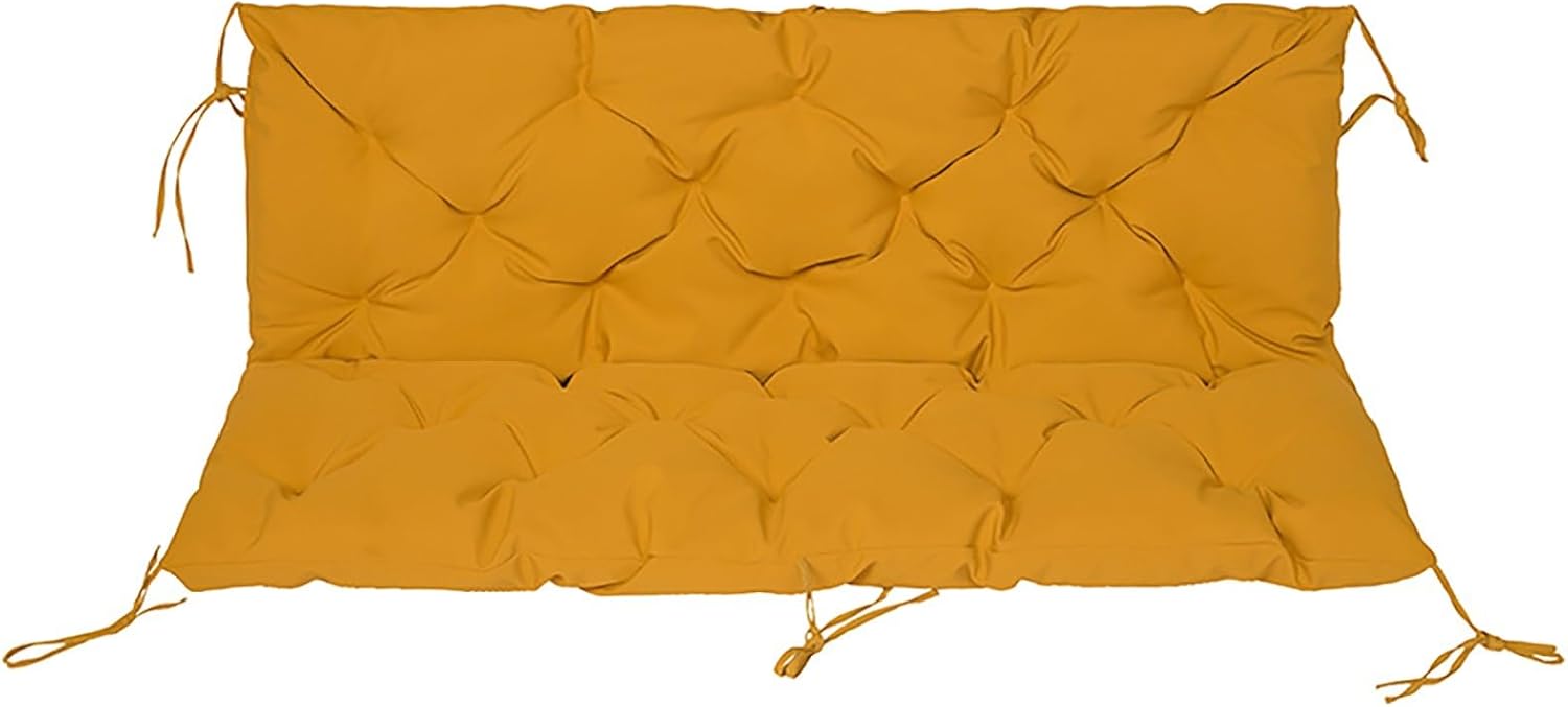 Porch Swing Cushions with Backrest, 2-3 Seater Outdoor Waterproof Cushion Replacement for Furniture Bench Patio Garden Backyard(Dark Yellow,60 * 40 * 4in)