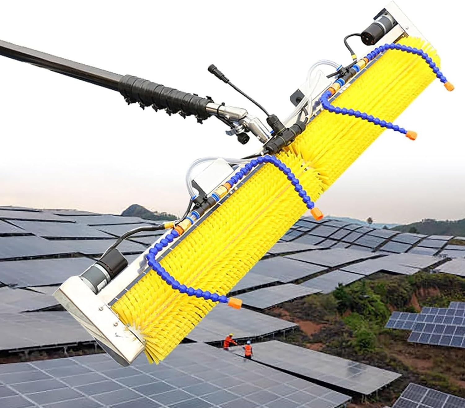 Electric Pool Cleaning Brush w/Extendable Window Cleaning Pole Cleaner Kit, Water Fed Brush Extendable Pole Kit, Photovoltaic & Solar Panel Cleaning Tool,8M