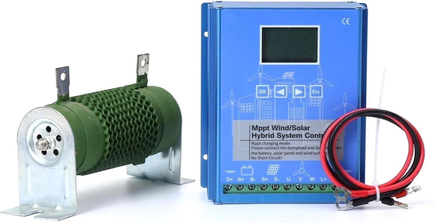 3KW Wind Turbine Generator Kit 12v 24v 48v 96v 120v Vertical Axis Wind Turbine Generator Home Three-Phase Generator Maglev with Controller and Solar Light (Color : 120V)