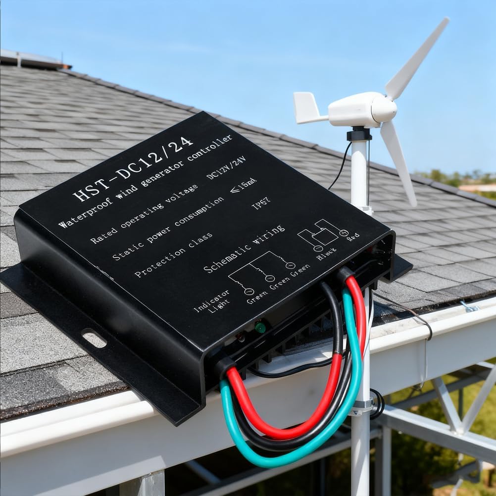 Wind Turbines Generator Controller,12000W12V/24V 48V Wind Turbines Waterproof Battery Charge Controller Regulator Overvoltage Protection