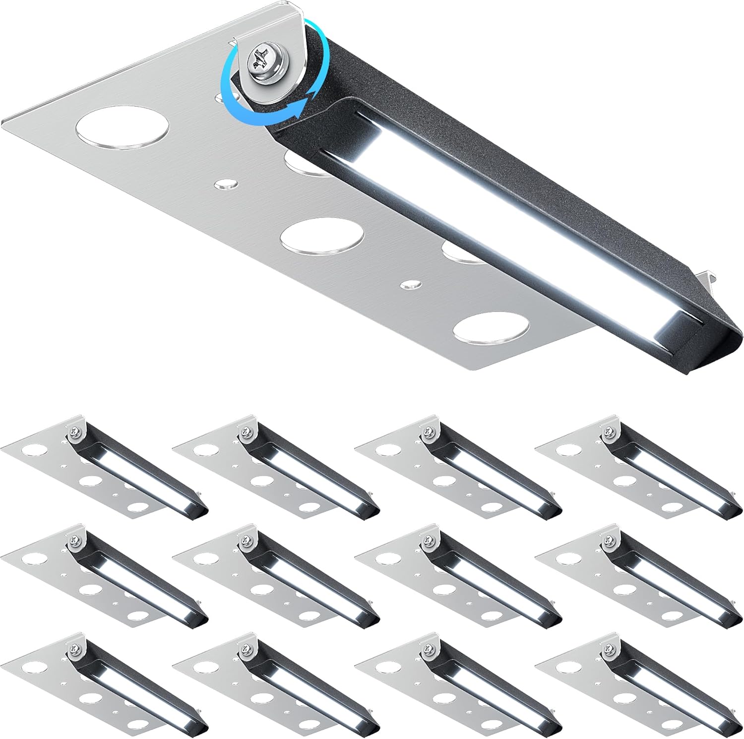 SUNVIE 7 Inch 5W LED Hardscape Lighting 5000K Daylight Retaining Wall Lights 12-24V AC/DC Waterproof Outdoor Landscape Lighting Low Voltage Step Lights with Connectors Hardscape Paver Light, 12 Pack