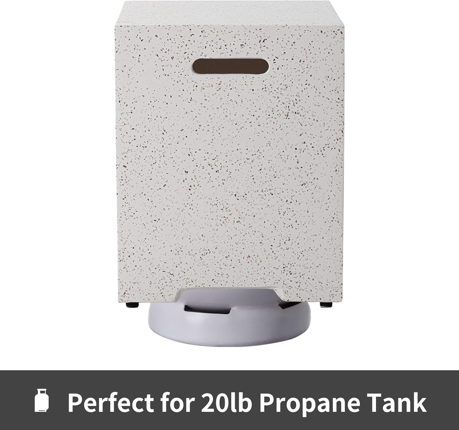 HOMPUS Propane Tank Cover Table 16 inch for Fire Table, 20lb Gallon Gas Tank Cover, Hideaway Concrete Grill Tank Table, MgO Tank Storage Box, Outdoor Side Table for Fire Pit, Patio, Terrazzo Colorful
