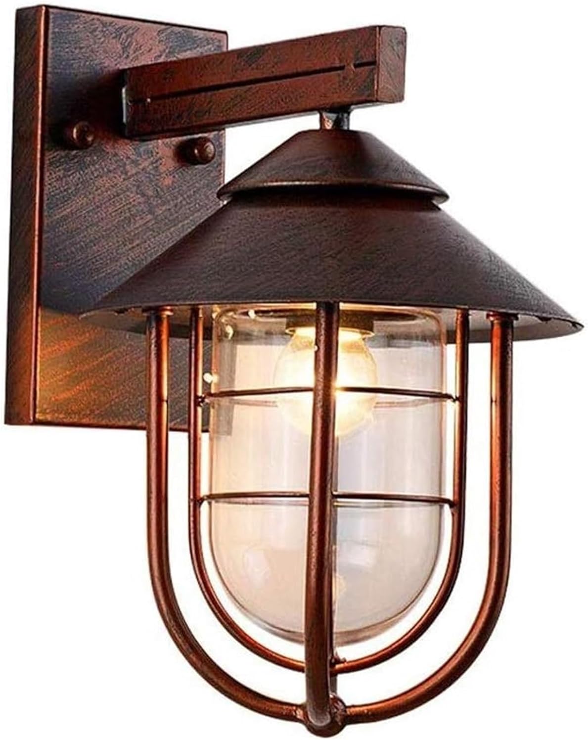 Outdoor Lighting Wall Lamps & Sconces American Country Outdoor Waterproof Wall Lamp, Bronze Wrought Iron Glass Grapefruit Garden Walkway Balcony Decorative Lighting (E27)