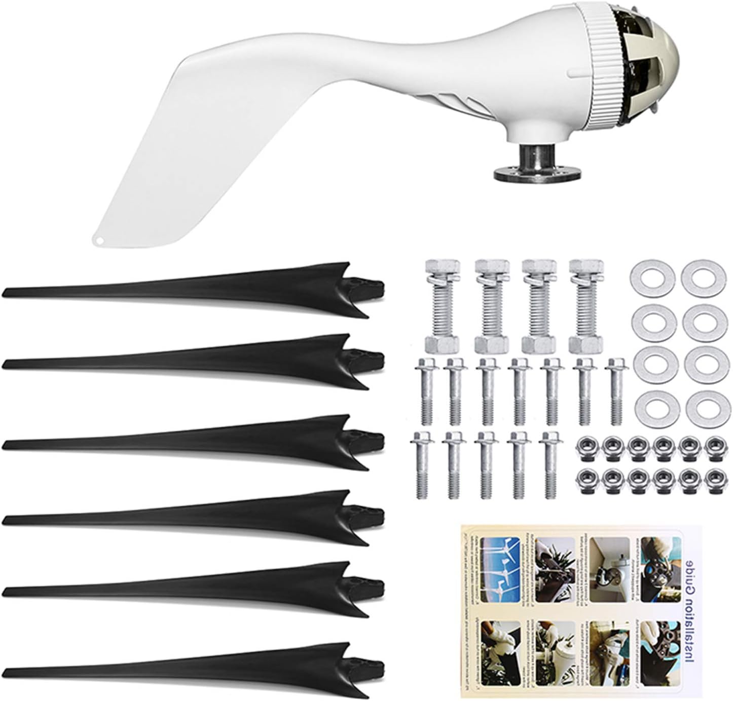 Vertical Axis Wind Turbine Kit,8000W 12V/24V/48V 5 Blades Horizontal Wind Generator Wind Turbine Suitable for Home Outdoor Street Lighting,Black,12v