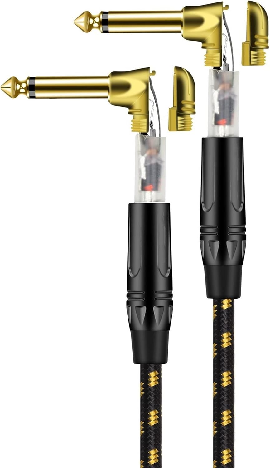 1/4 Inch to 1/4 Inch Right Angle Low Noise Bass and Guitar Cables for Amplifier, Electric Guitar Guitar Interface Audio Cable (Color : Blue, Size : 7.5 m)