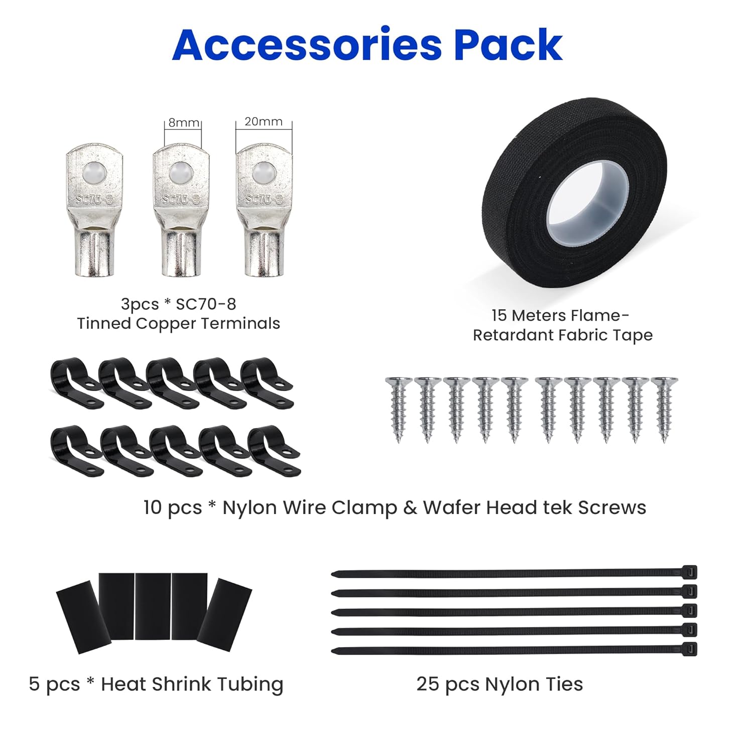 Big 3 Complete Upgrade Electrical Wiring Kit, True Spec 1/0 Gauge OFC Pure Copper Battery Cable, Primary Automotive Wire, Car Amplifier Power & Ground Cable Kit, Car Audio Speaker Systems, UL Listed