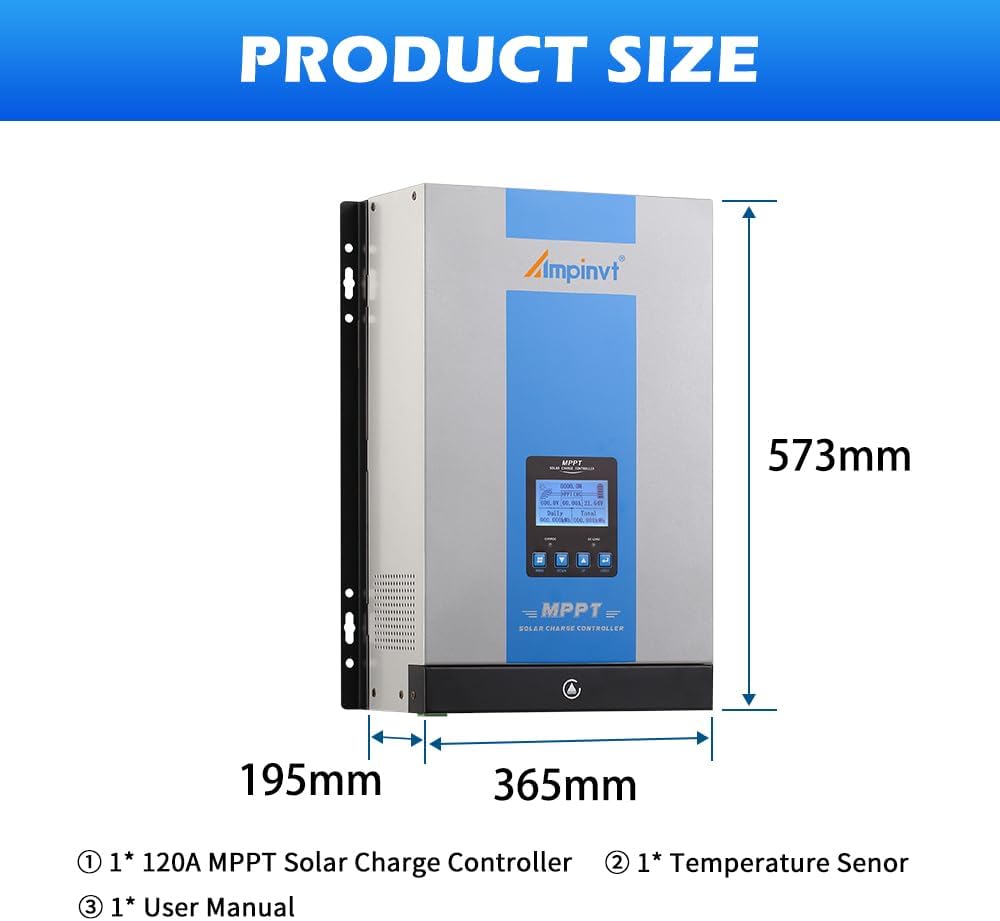 Ampinvt 120A MPPT Solar Charge Controller 12V 24V 36V 48V Battery System Auto,Max Input 150V PV Solar Panel Regulator fit for Gel Sealed Flooded and Lithium Battery