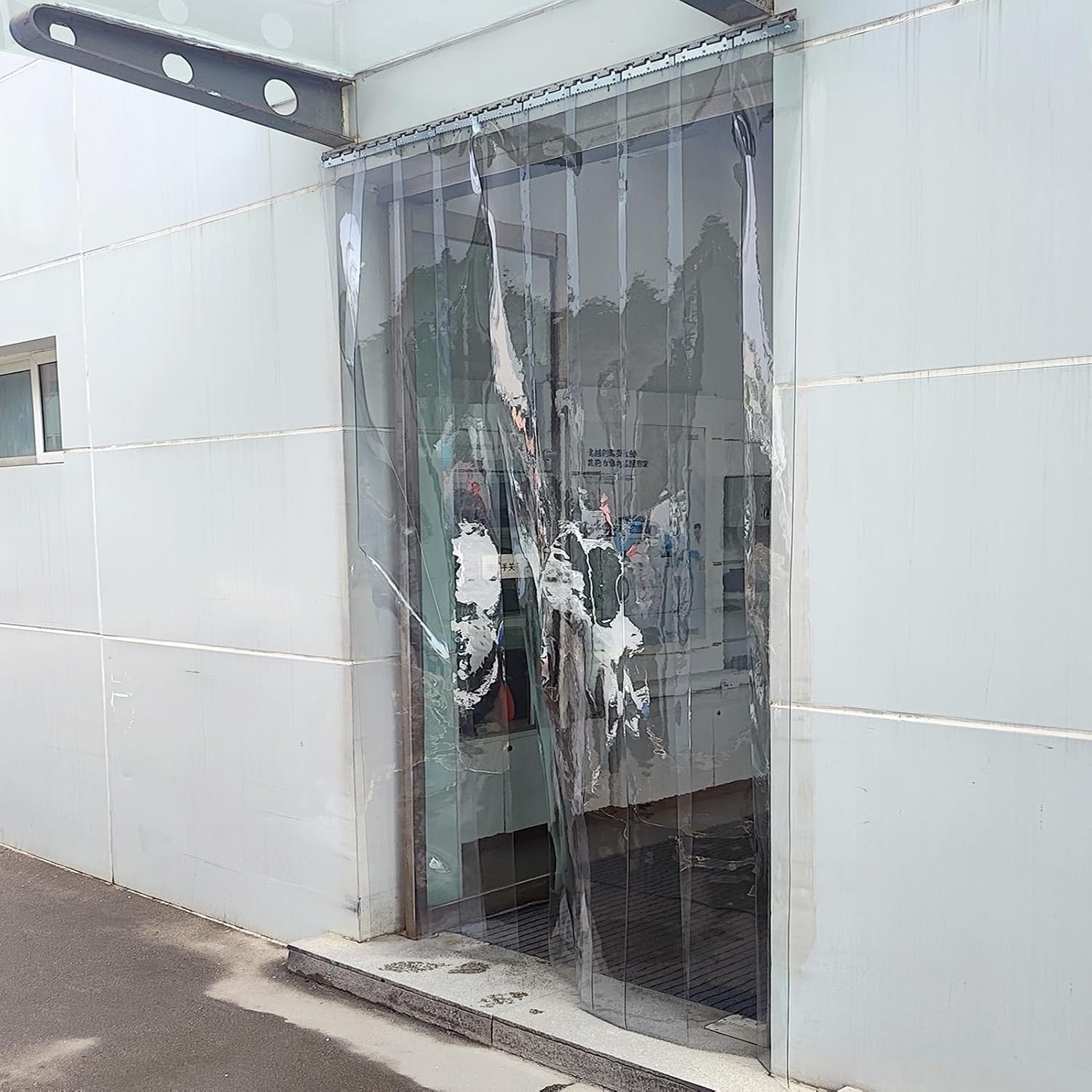 Walk in Cooler Plastic Strip Door Curtain, Transparent PVC Curtain Quarantine Area for Air Conditioner Room, Kitchen Decor Curtain, Easy to Install(195x400cm/76.77x157.48in)
