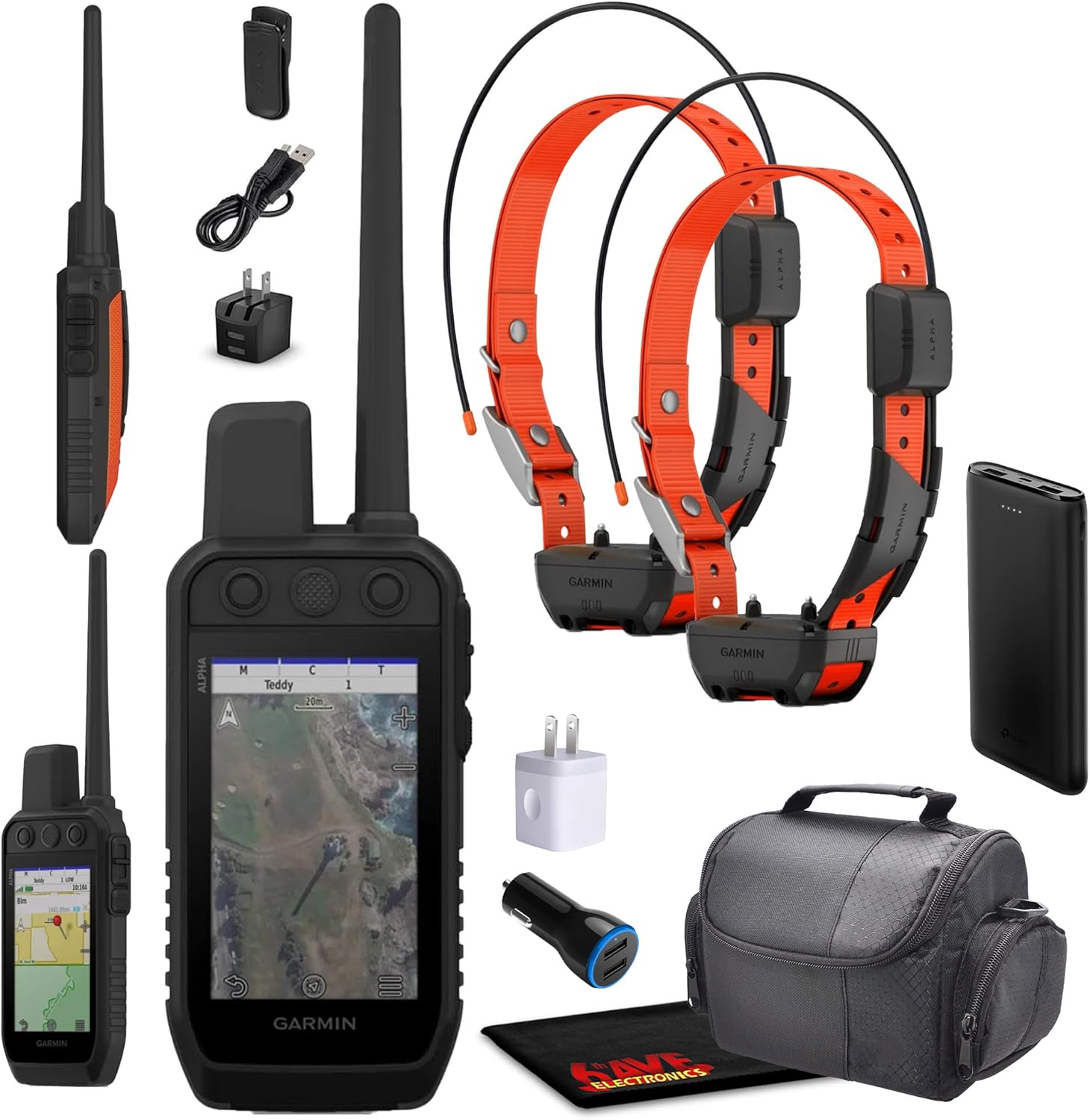 Garmin Alpha 300 Handheld Advanced Tracking and Training System for Hunting Dogs with 2x Garmin Alpha TT25 Tracking Collar for Dogs with GPS + Field Bag + Accessories