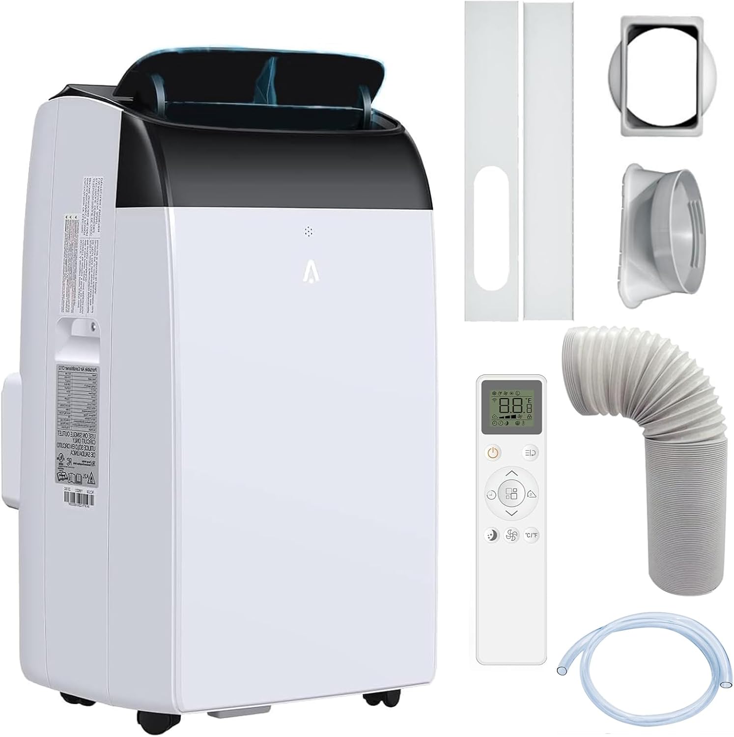 12000 BTU Portable Air Conditioner with Dehumidifier & Fan, 3-In-1 AC Units Cools Up to 550 Sq. Ft., Standing Ac Unit with Remote Control for Rom, Auto Swing, Sleep Mode, Black Top Cover