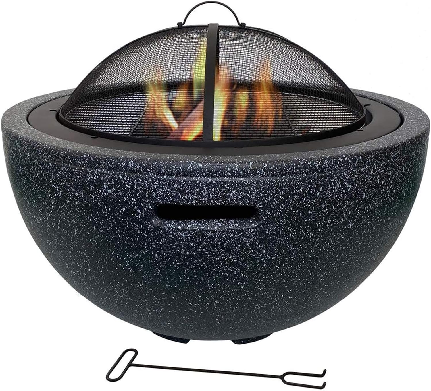 Fire Pits Outdoor Wood Burning Fire Pit,BBQ Grill Fire,Black Marble Design, Magnesium Oxide Material, High Temperature Resistance, Strong, High-End with Cover BBQ Cooking for Outside Camping Backyar