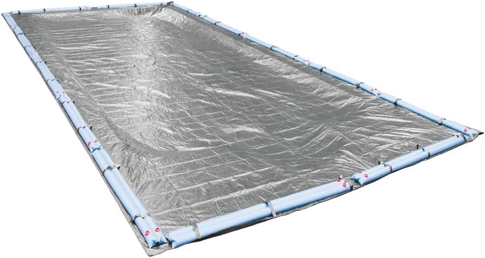 Pool Mate 30 x 50 ft Classic Silver Winter Pool Cover for Inground Pools, 5 ft Overlap (35 x 55 ft Cover Size), Solid 8 x 8 Scrim, 2.36 oz/yd2, 10-Year Warranty, Style: 553050R