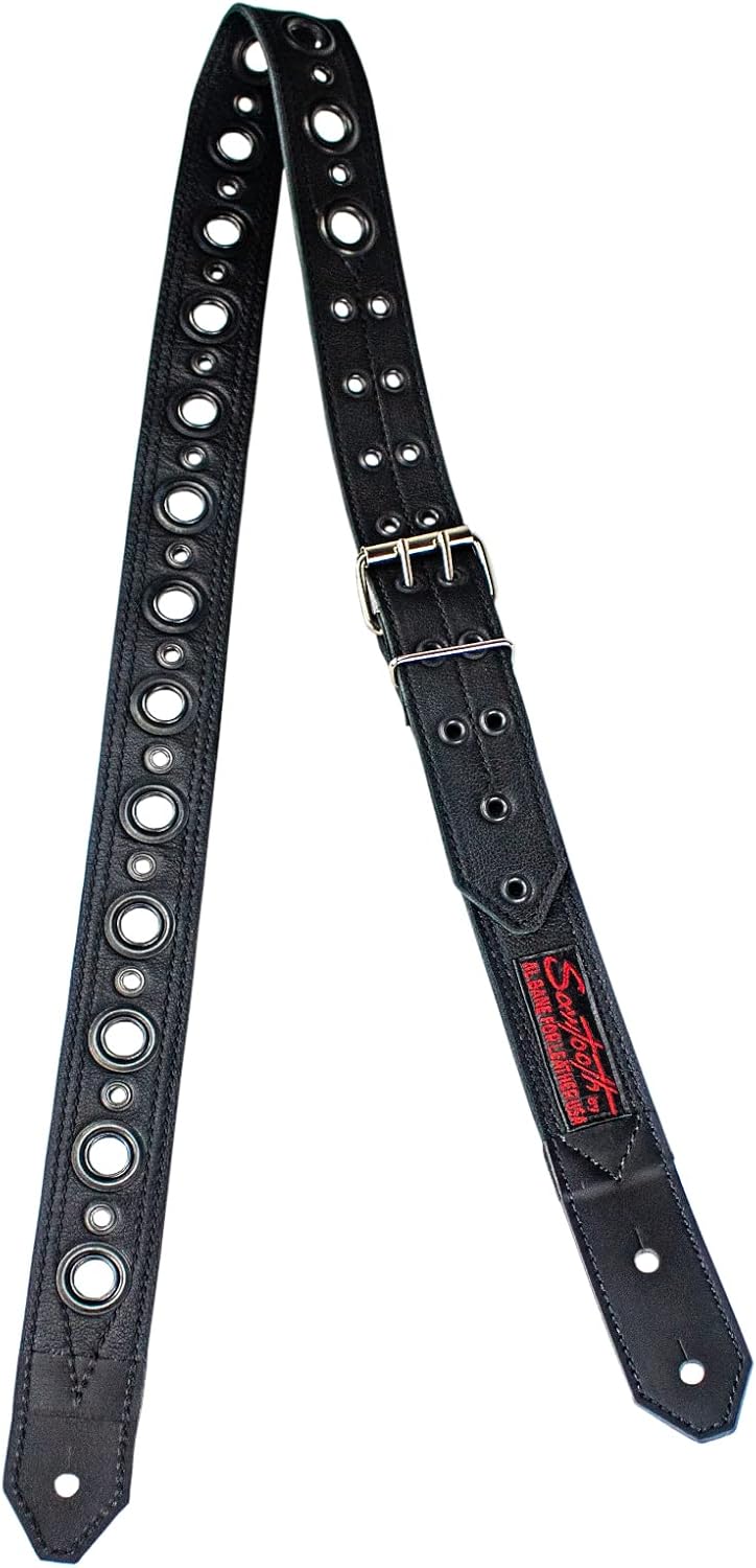Sawtooth Midnight Armour 2” Wide Leather Guitar Strap Hand Crafted in The U.S.A. (ST