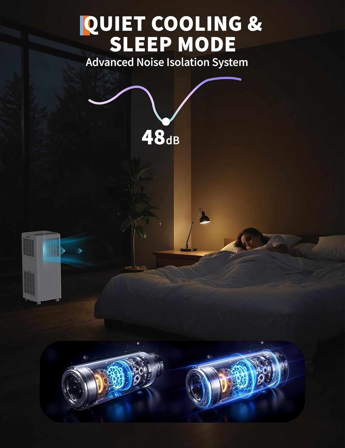 GAOMON 8000 btu Portable Air Conditioners Windowless for Bedrooms,3-In-1 Portable AC Unit for Room with 24h Timer & Remote Control,Drainage-free,Dehumidifier,Sleep Mode,Fan