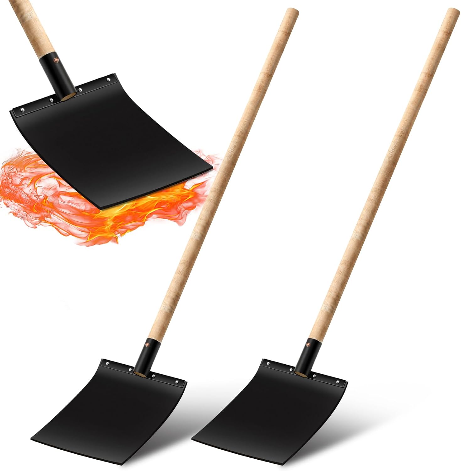 2 Pcs Fire Flapper Fire Swatter with Straight Handle Fly Swatters with 60 Inch Wooden Handle Length for Outside Control