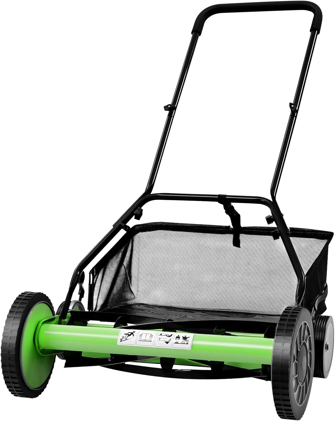20'' 5-Blade Manual Push Reel Mower Freestanding Hand Push Lawn Mower 26.37 x 17.71in Wheeled Lawn Mowers with Grass Catcher for Homes Park Landscaping Backyards