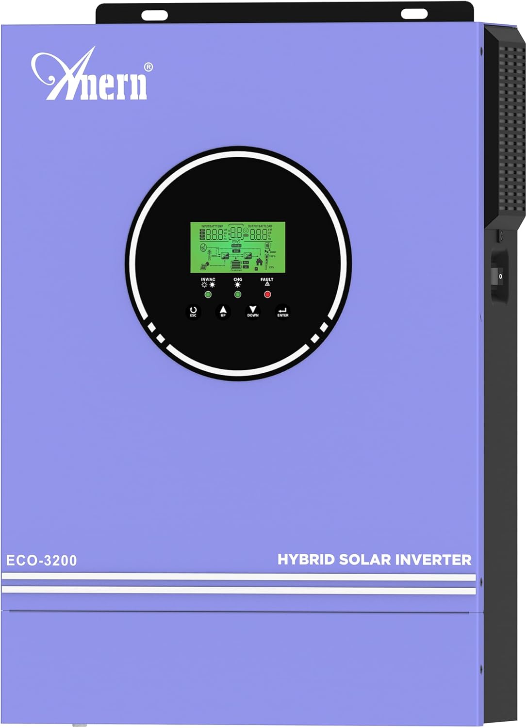 Anern 3200W Solar Hybrid Inverter, Pure sine Wave Inverter 24V DC to 220-230V AC, Built-in 80A MPPT Solar Charge Controller, Fit for 24V Lithium Lead-Acid Gel or Battery-Less