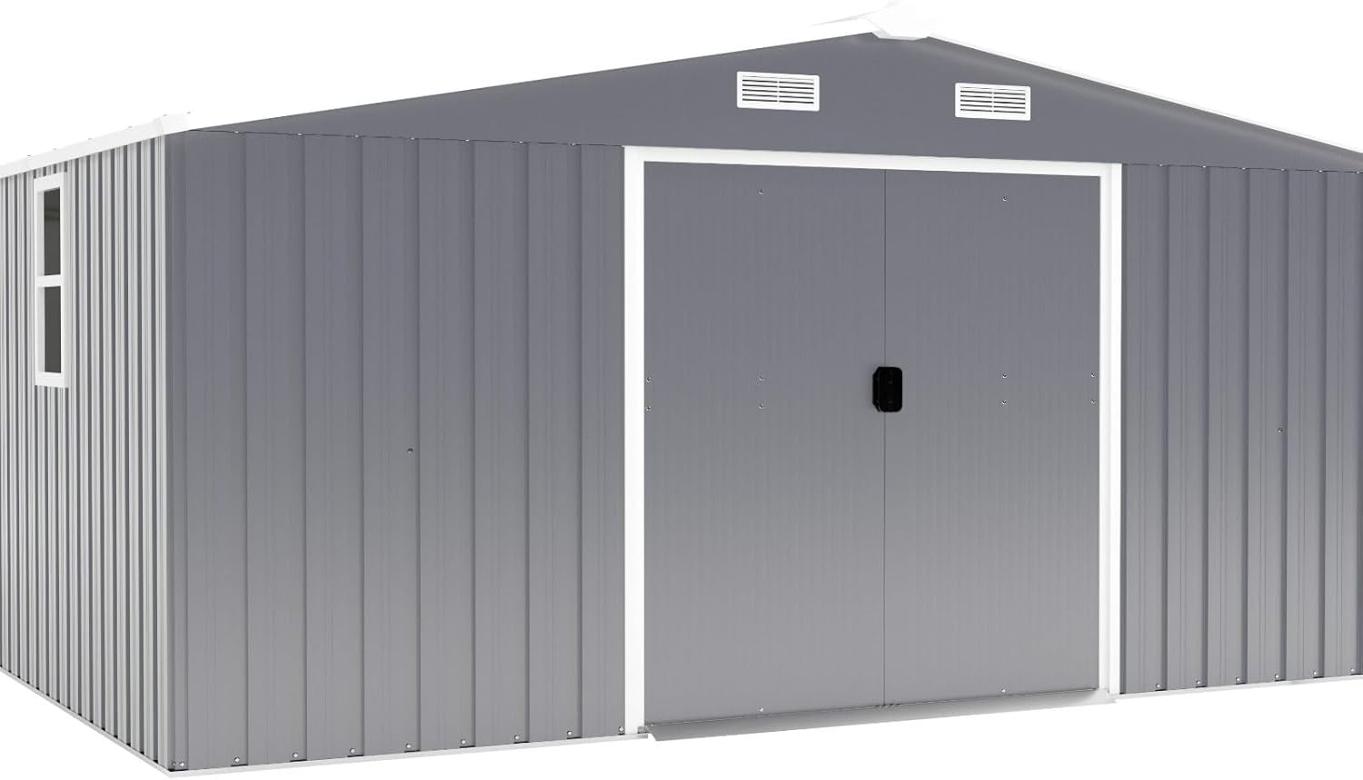 Metal Storage Shed 10x12 FT with Reinforced Frame, 120 LBS Roof Load, UV Protected Outdoor Garden Shed with 2 Windows, Rainproof & Easy Assembly for Backyard Tools