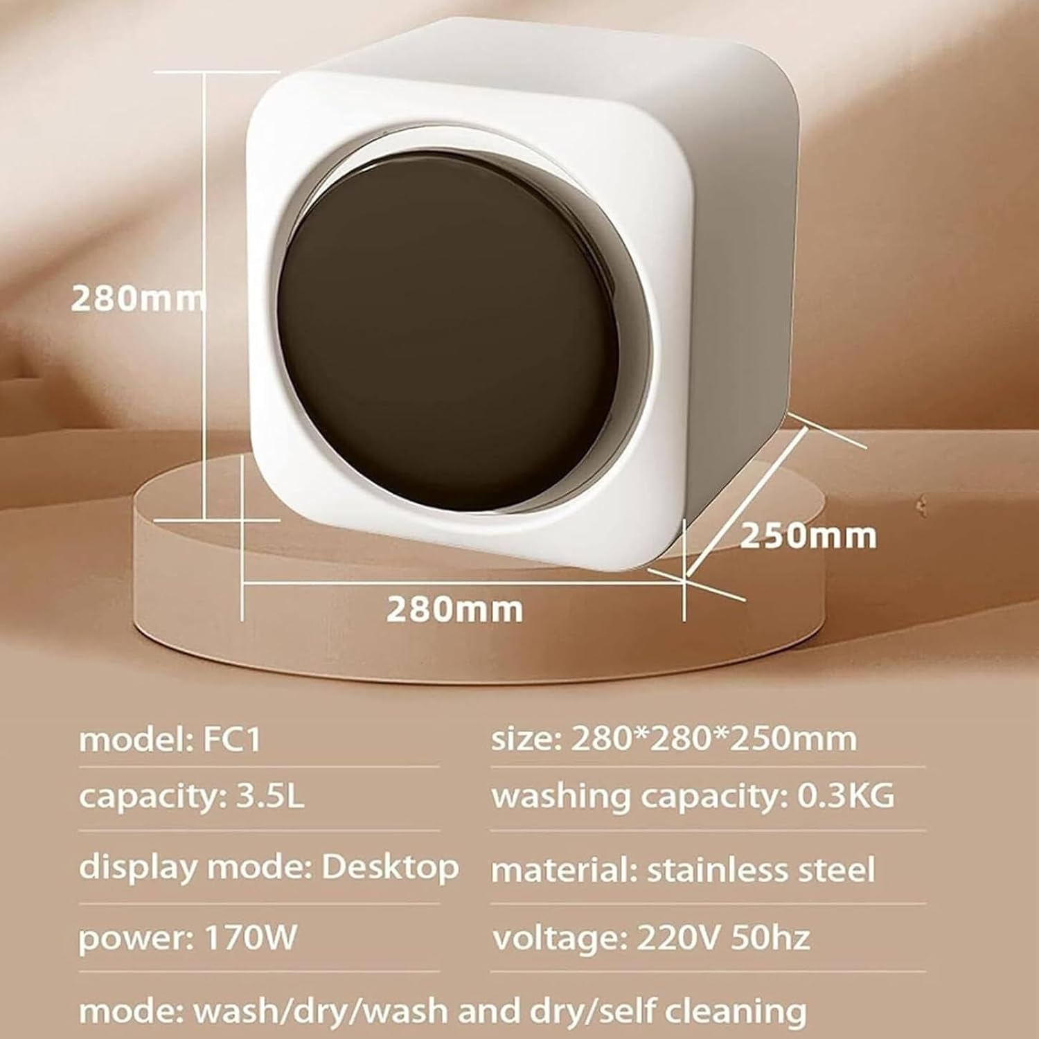 Fully Automatic Mini Washing Machine, Smart Drum Washer-dryer Wall-mounted/table-top Washing Machine, Suitable for Apartments and Small Spaces (Desktop)