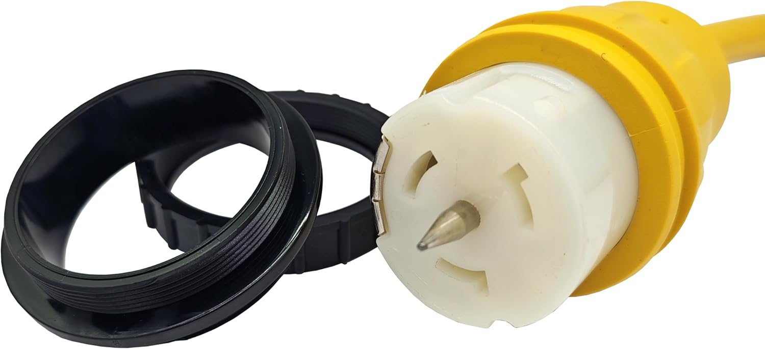 Parkworld Generator Adapter NEMA L5-30P 30A Male to Transfer Switch SS2-50R/CS6364 50A Shore Power Female with Locking Ring (10FT)