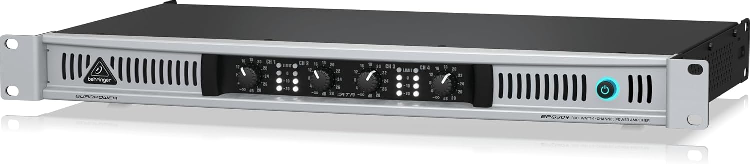 Behringer EUROPOWER EPQ304 Professional 300 Watt Light Weight 4 Channel Power Amplifier with ATR (Accelerated Transient Response) Technology