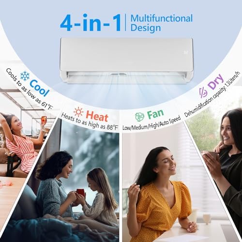 Bonnlo 17000 BTU Mini Split Air Conditioner & Heater, 17 SEER2 230V Inverter Ductless Wall AC Unit for Rooms up to 1000 Sq. Ft with Pre-Charged Condenser, Heat Pump & Installation Kit
