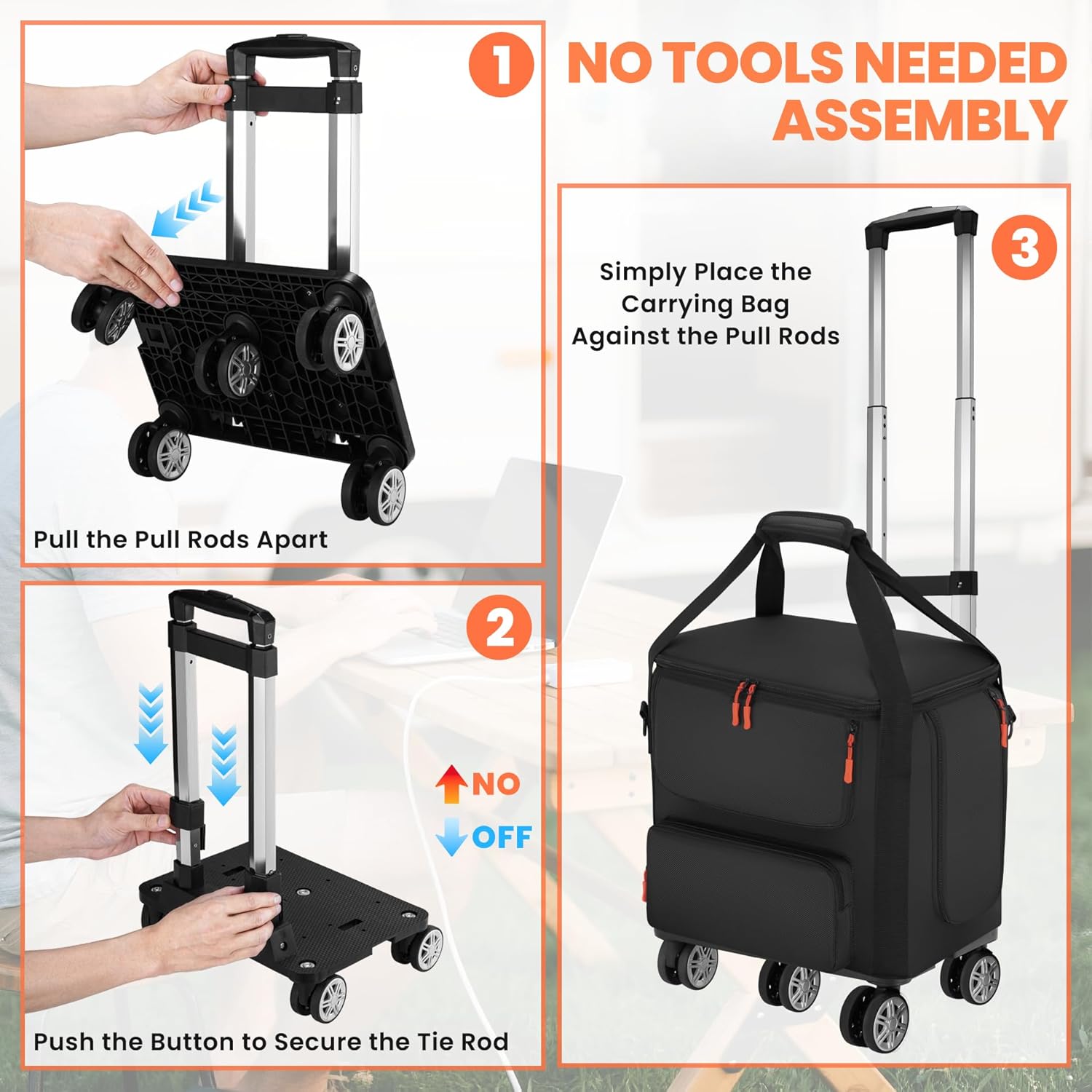 Carrying Case Compatible with BLUETTI AC180, Power Station Travel Bag Padded with Detachable Trolley for AC180, Protective Cover Storage Bag for AC180 with Multi-pockets, Shoulder Strap & Handle