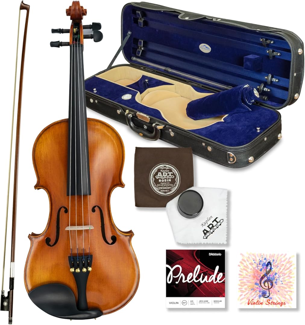 Louis Carpini G2 Violin Outfit 4/4 Full Size - Carrying Case and Accessories Included - Solid Maple Wood and Ebony Fittings By Kennedy Violins