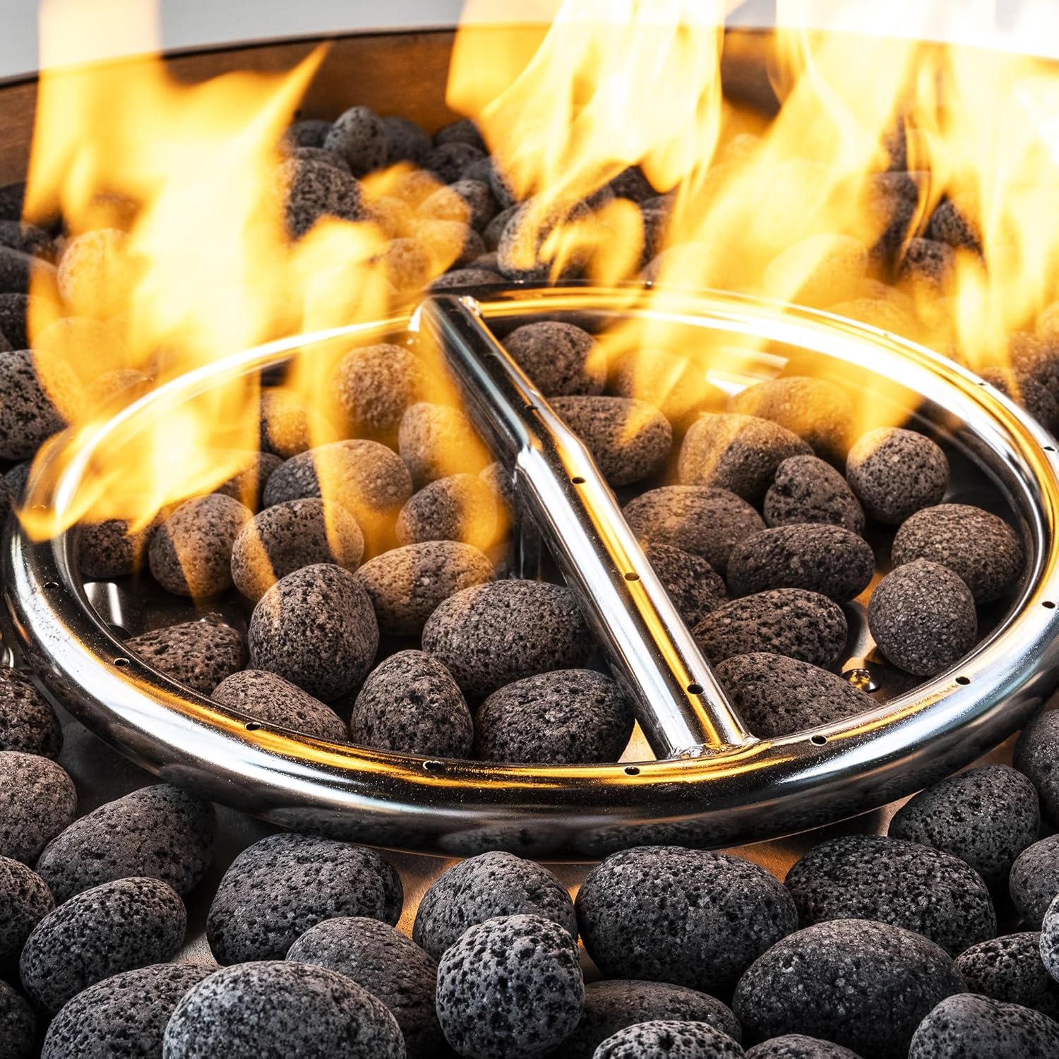 Ledge Lounger Halo Firepit - Smokeless Outdoor Fire Pit Table - 70,000 BTUs Propane Connector and Lava Rocks Included - All Season Heavy Duty (Nightfall)