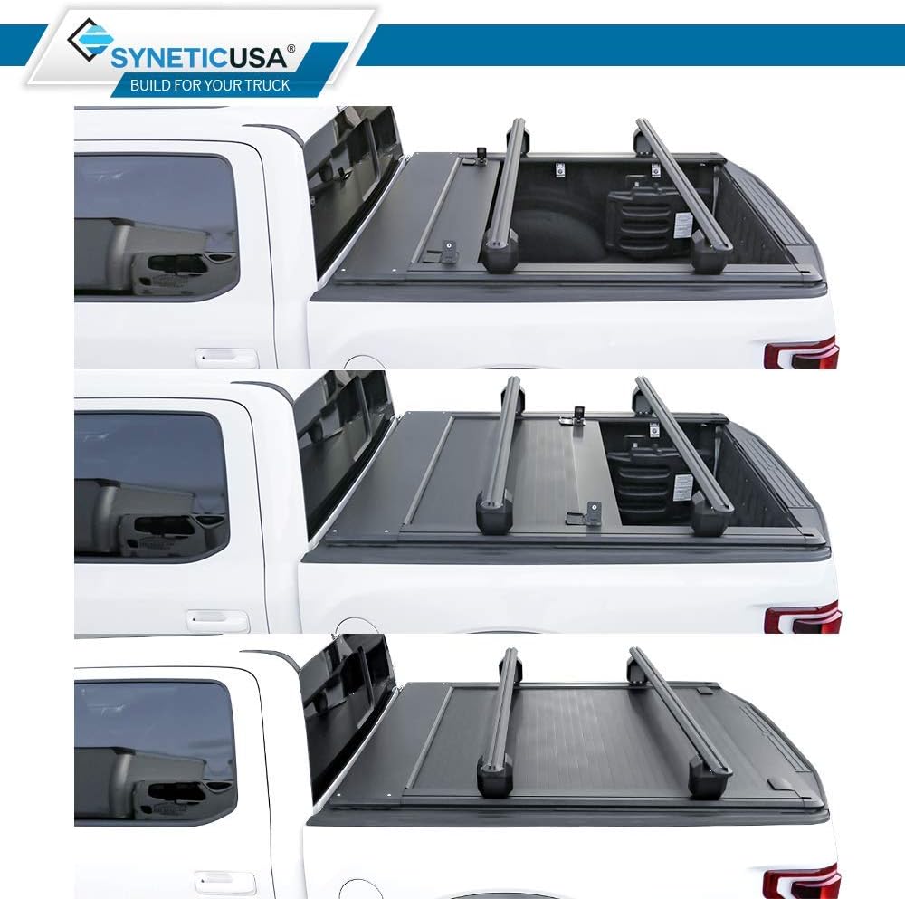Syneticusa MR Retractable Hard Tonneau Cover with Crossbars Fits 2004-2026 Ford F-150 5.5' (67”) Truck Bed Waterproof Accessories