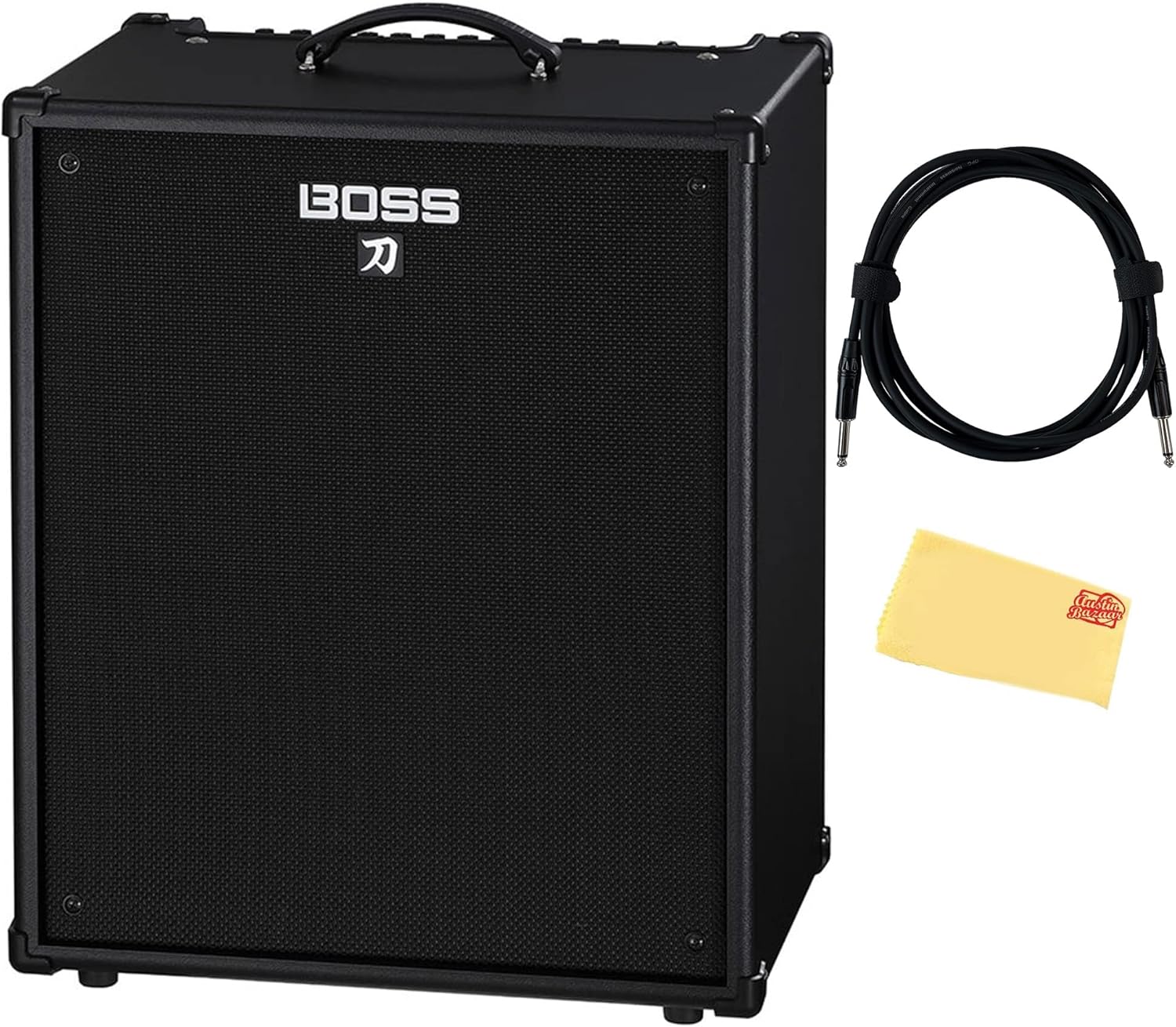 Boss Katana 210B Bass Amplifier Bundle with Gearlux Instrument Cable and Austin Bazaar Polishing Cloth