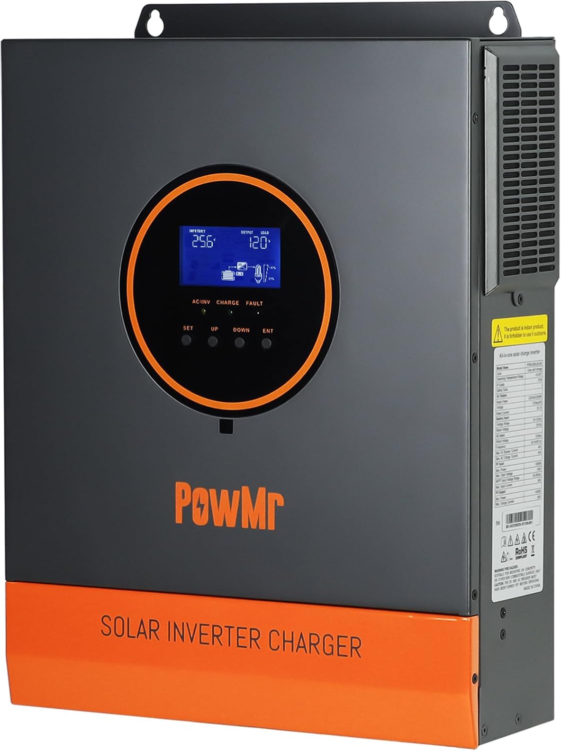 PowMr Solar Inverter 3200W 24VDC to 110VAC, 3.2KW Pure Sine Wave Inverter Bulit-in 60A MPPT Controller and with 40A AC Charger, Max.PV Input 1600W 108V, fit for Lead-Acid and Lithium Battery