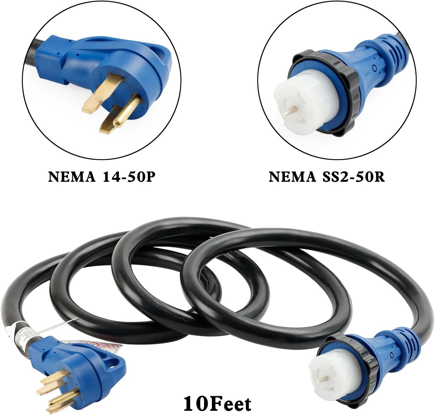 UL Listed 50 Amp 10 Ft RV/Generator Cord With Locking Connector For RV