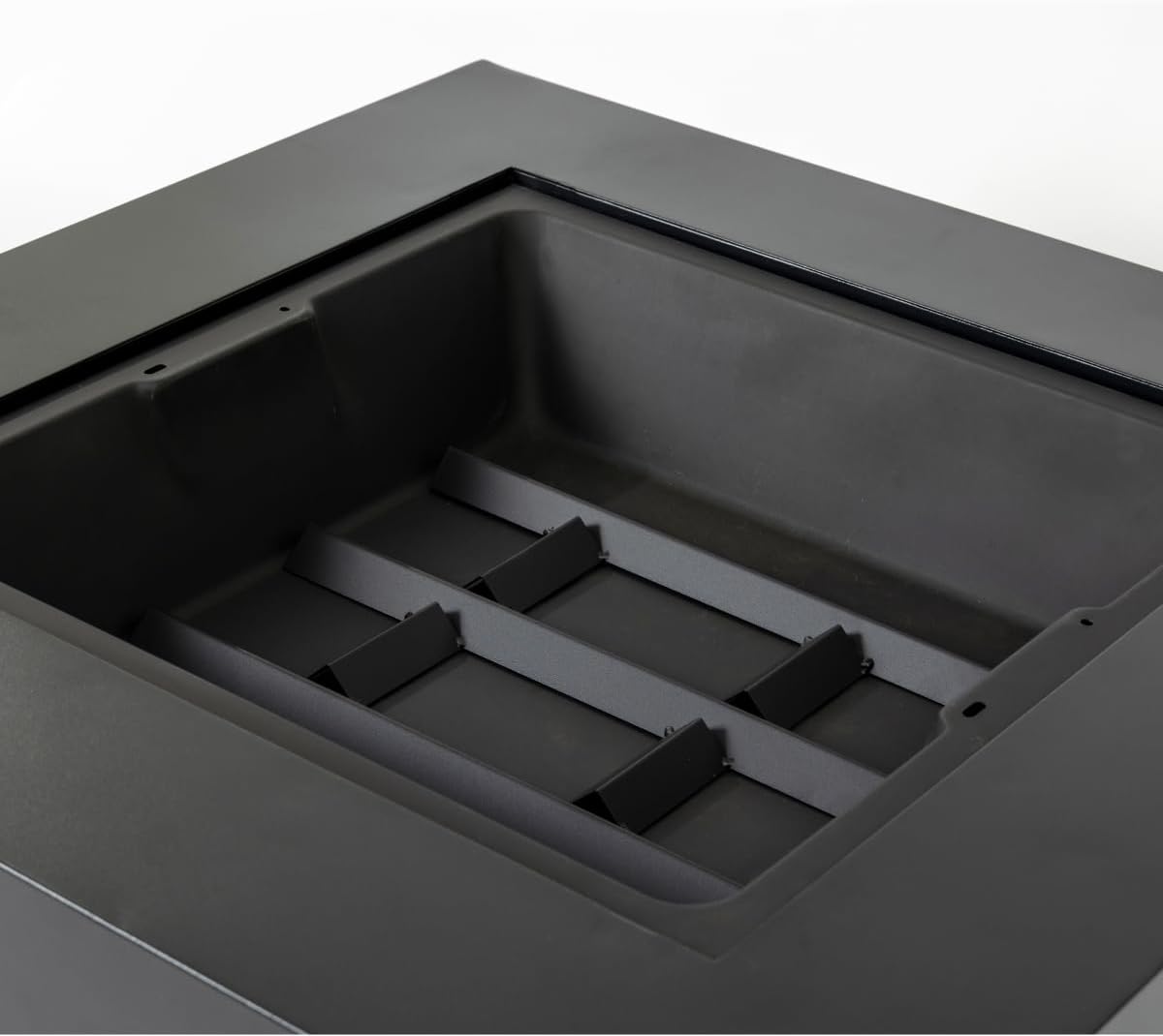 36 Inch Large Round Iron Wood-Burning Fire Pit Table, Black Steel Outdoor Fireplace with Geometric Cut-Out Design, 19.7